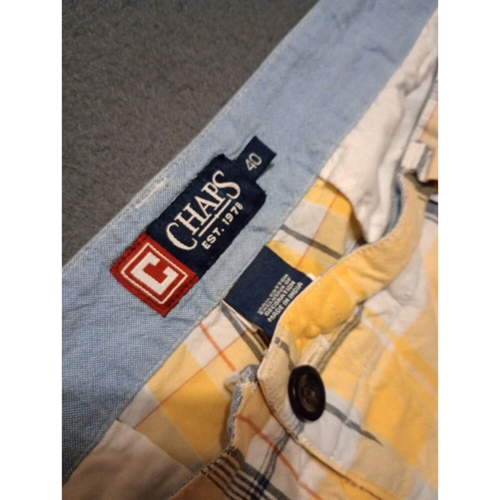 Chaps Men’s Shorts Size 40 Plaid Yellow Blue White